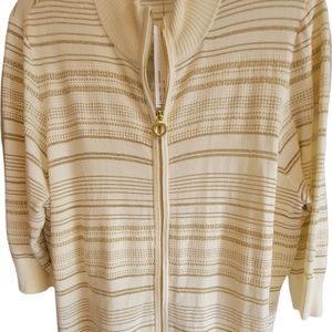 Cute white and gold Belldini 2XL zip sweater NWT